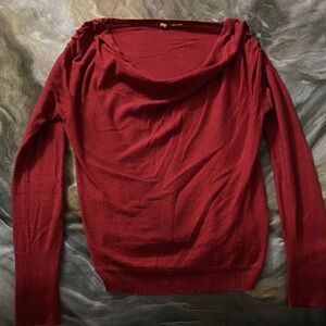 Moth Off-the-Shoulder Red Sweater
